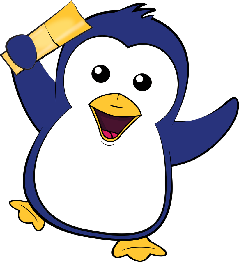 Frolos penguin mascot enjoying a lolly